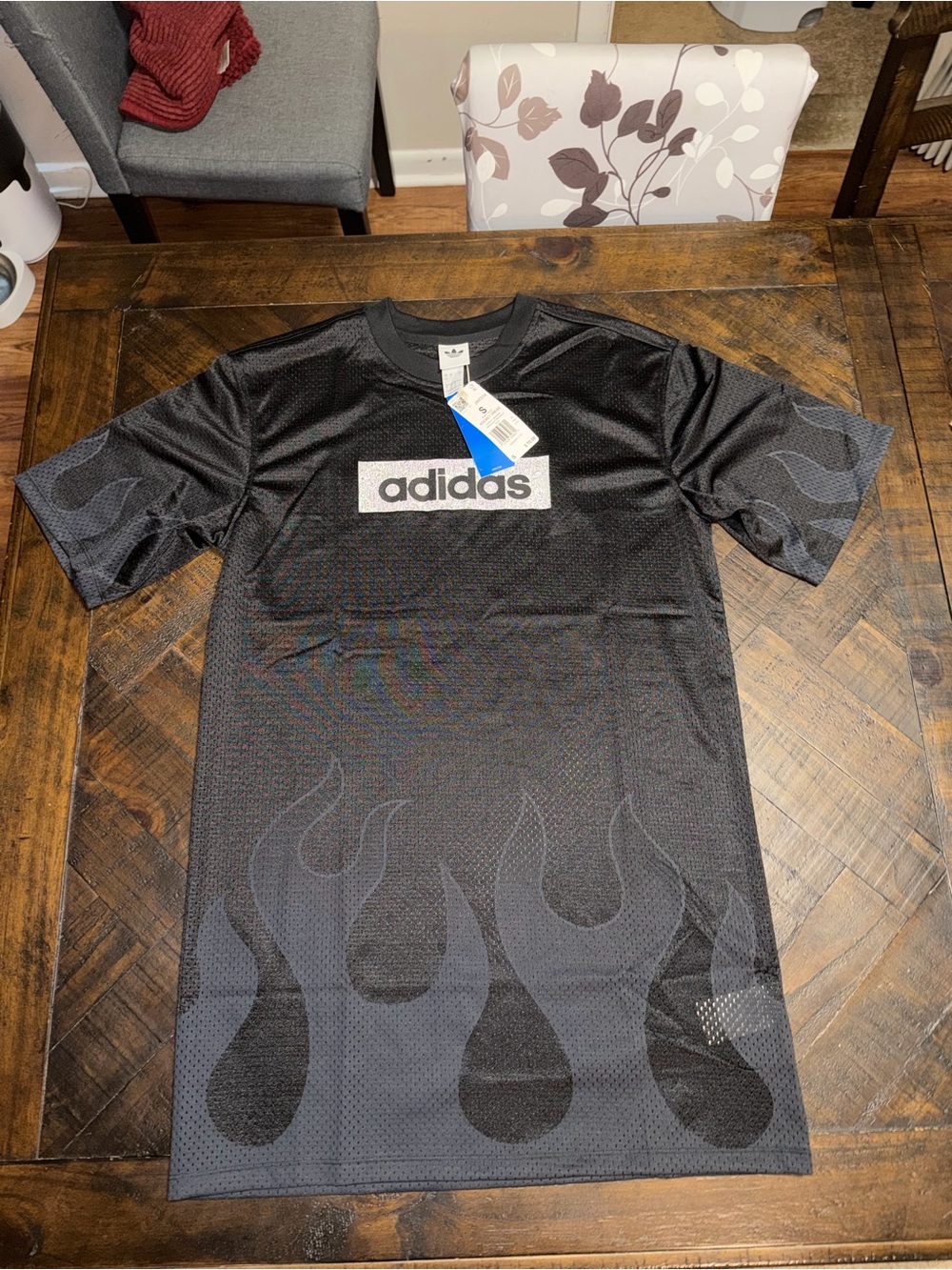 adidas Black Short-Sleeve Flame Print Performance Tee